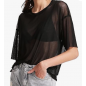 NH 2025 Summer Short Sleeve Tops Sheer T Shirts Blouse - Black Mist