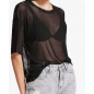 NH 2025 Summer Short Sleeve Tops Sheer T Shirts Blouse - Black Mist