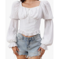 Renaissance Peasant Corset Tops Puff Long Sleeve - White