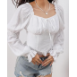 Renaissance Peasant Corset Tops Puff Long Sleeve - White