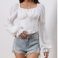 Renaissance Peasant Corset Tops Puff Long Sleeve - White
