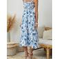 NH Summer Floral Dresses 2025 Beach Vacation Casual Long Maxi Sundresses - Blue Foam Dream