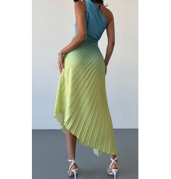 NH 2025 Strapless Maxi Dress Ombre Bodycon Tube Dresses - Rainbow