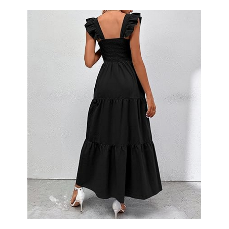 NH Summer Floral Dresses 2025 Beach Vacation Casual Long Maxi Sundresses - Dark Star