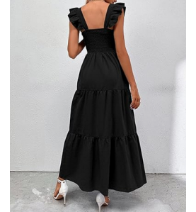 NH Summer Floral Dresses 2025 Beach Vacation Casual Long Maxi Sundresses - Dark Star