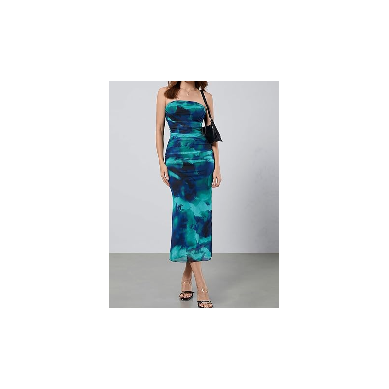 NH 2025 Cocktail Mesh Ombre Bodycon Dresses - Turqoise Blue NH 2025 Cocktail Mesh Ombre Bodycon Dresses - Turqoise Blue