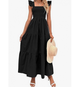 NH Summer Floral Dresses 2025 Beach Vacation Casual Long Maxi Sundresses - Dark Star