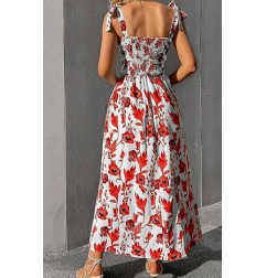 NH Summer Floral Dresses 2025 Beach Vacation Casual Long Maxi Sundresses - Fire Blossom