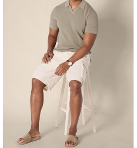 NH Men's Regular-Fit Short-Sleeve Knit Polo Sweater - Khaki