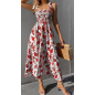 NH Summer Floral Dresses 2025 Beach Vacation Casual Long Maxi Sundresses - Fire Blossom