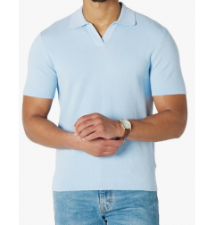 NH Men's Regular-Fit Short-Sleeve Knit Polo Sweater - Light Blue