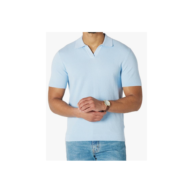 NH Men's Regular-Fit Short-Sleeve Knit Polo Sweater - Light Blue NH Men's Regular-Fit Short-Sleeve Knit Polo Sweater - Light Blue