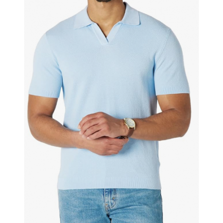 NH Men's Regular-Fit Short-Sleeve Knit Polo Sweater - Light Blue