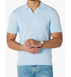 NH Men's Regular-Fit Short-Sleeve Knit Polo Sweater - Light Blue