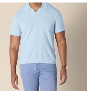 NH Men's Regular-Fit Short-Sleeve Knit Polo Sweater - Light Blue