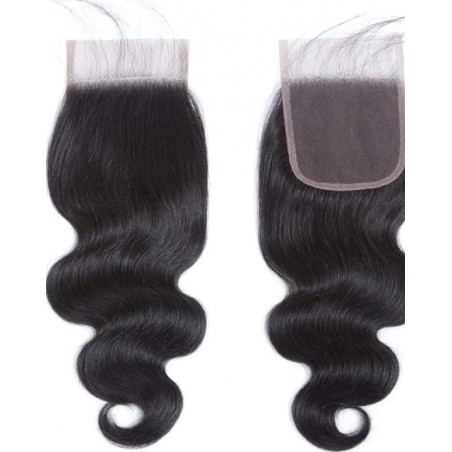 Body Wave Lace Top Closure Brazilian Human Hair Body Wave 4x4 Free Part Swiss Lace With Baby Hair Natural Black Color