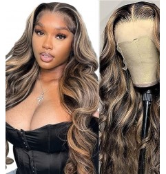 Transparent Lace Front Wigs Human Hair 200% Density Balayage Body Wave Lace Front Wigs for Black Women Human Hair