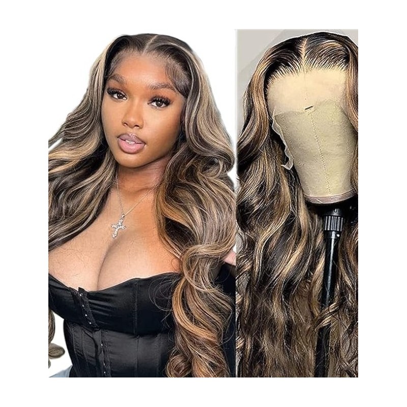Transparent Lace Front Wigs Human Hair 200% Density Balayage Body Wave Lace Front Wigs for Black Women Human Hair