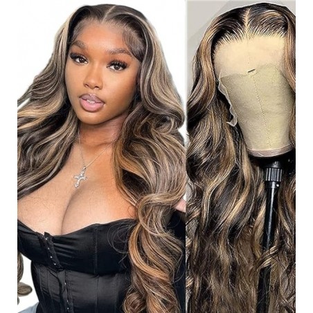 Transparent Lace Front Wigs Human Hair 200% Density Balayage Body Wave Lace Front Wigs for Black Women Human Hair