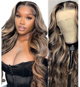 Transparent Lace Front Wigs Human Hair 200% Density Balayage Body Wave Lace Front Wigs for Black Women Human Hair