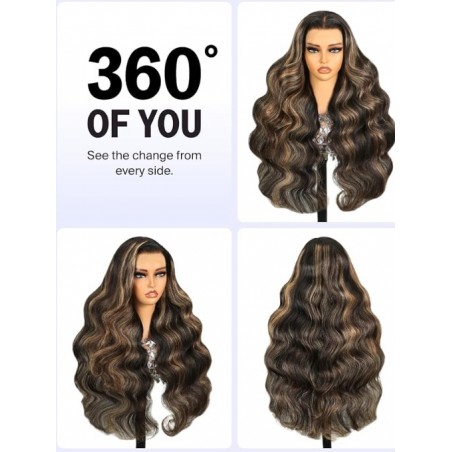 Transparent Lace Front Wigs Human Hair 200% Density Balayage Body Wave Lace Front Wigs for Black Women Human Hair