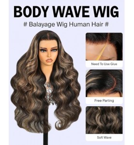 Transparent Lace Front Wigs Human Hair 200% Density Balayage Body Wave Lace Front Wigs for Black Women Human Hair