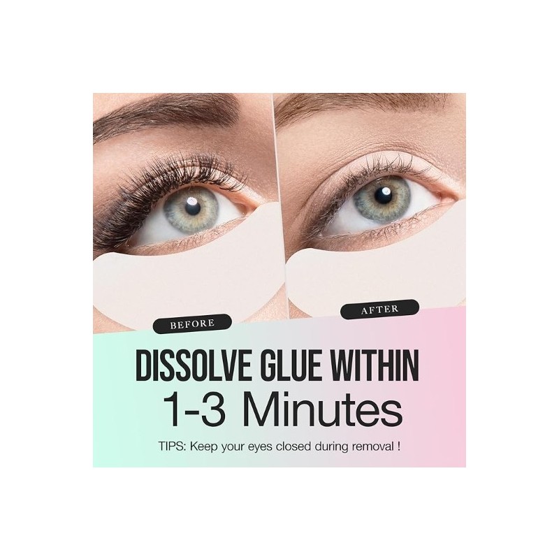 Eyelash Extension Remover Cream Gentle Aloe Vera Formula, Lash Removal Kit with Eye Patches & Cotton Swabs