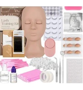 Lash Mannequin Head , with 4 Pairs Replaced Eyelids Practice, Makeup Soft-Touch Rubber, Natural Skin Color