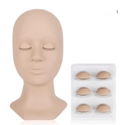 Lash Mannequin Head , with 4 Pairs Replaced Eyelids Practice