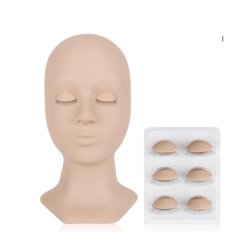 Lash Mannequin Head , with 4 Pairs Replaced Eyelids Practice