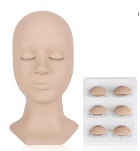 Lash Mannequin Head , with 4 Pairs Replaced Eyelids Practice