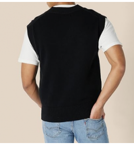 NH 2025 Men's Relaxed-Fit V-Neck Sweater Vest - Black