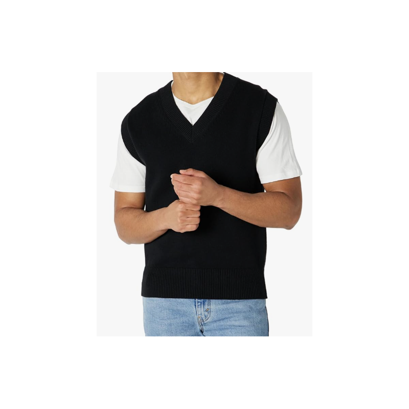 NH 2025 Men's Relaxed-Fit V-Neck Sweater Vest - Black NH 2025 Men's Relaxed-Fit V-Neck Sweater Vest - Black