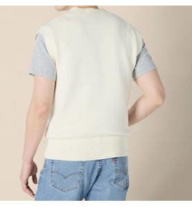 NH 2025 Men's Relaxed-Fit V-Neck Sweater Vest - Beige