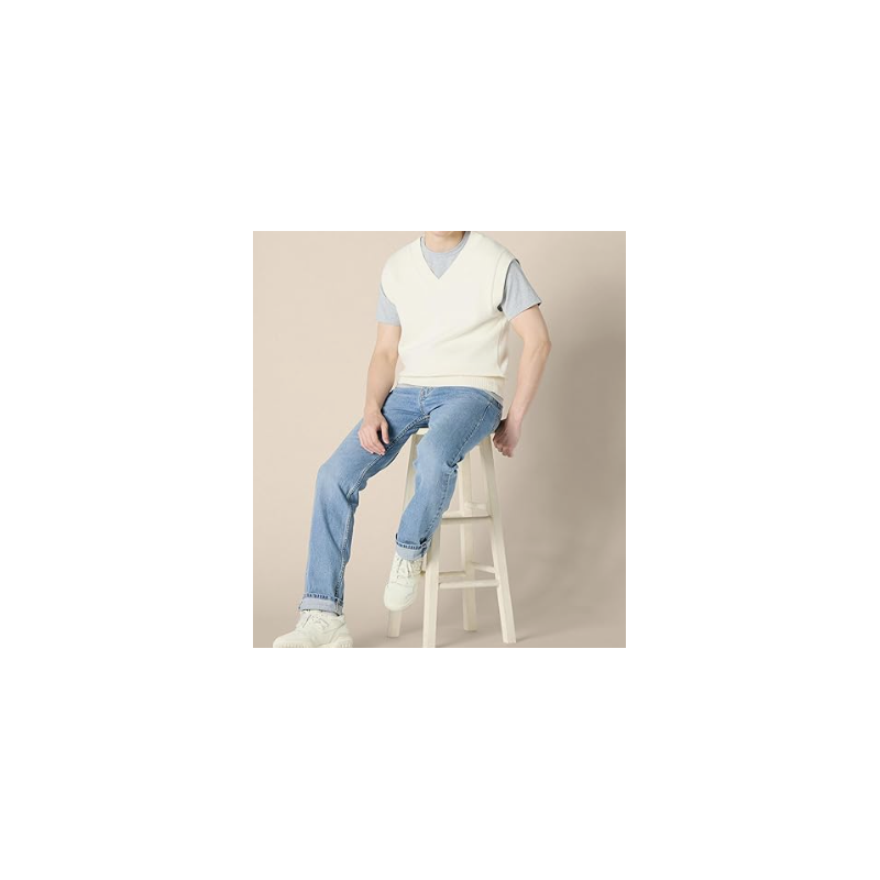 NH 2025 Men's Relaxed-Fit V-Neck Sweater Vest - Beige NH 2025 Men's Relaxed-Fit V-Neck Sweater Vest - Beige