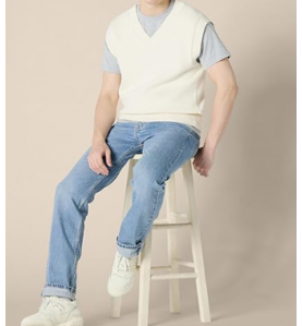 NH 2025 Men's Relaxed-Fit V-Neck Sweater Vest - Beige