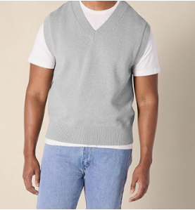NH 2025 Men's Relaxed-Fit V-Neck Sweater Vest - Grey