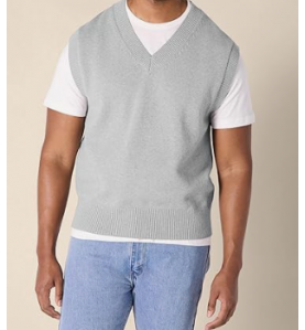 NH 2025 Men's Relaxed-Fit V-Neck Sweater Vest - Grey