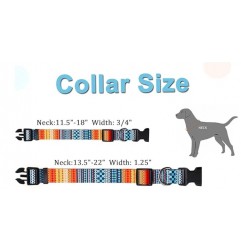 Nylon Dog Collar with Bohemia Floral Tribal Geometric Patterns Soft Collar Adjustable for Small Medium Large and Ex-Large Dogs