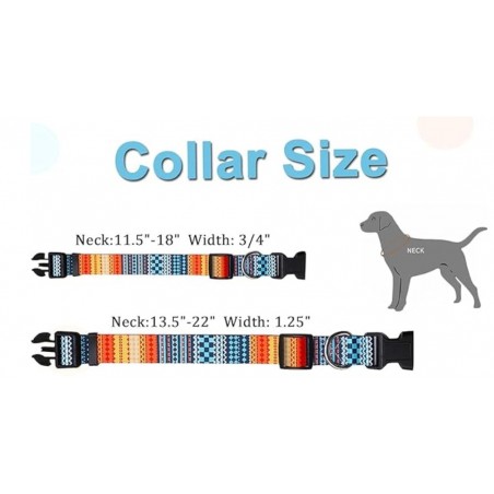 Nylon Dog Collar with Bohemia Floral Tribal Geometric Patterns Soft Collar Adjustable for Small Medium Large and Ex-Large Dogs