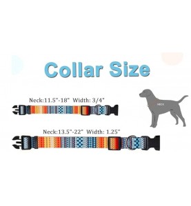 Nylon Dog Collar with Bohemia Floral Tribal Geometric Patterns Soft Collar Adjustable for Small Medium Large and Ex-Large Dogs