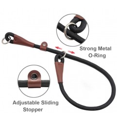 Slip Collar Nylon Rope Choke Collar for Dog Training- No Pull Round Martingale Dog Collars for Small Medium Large Dogs