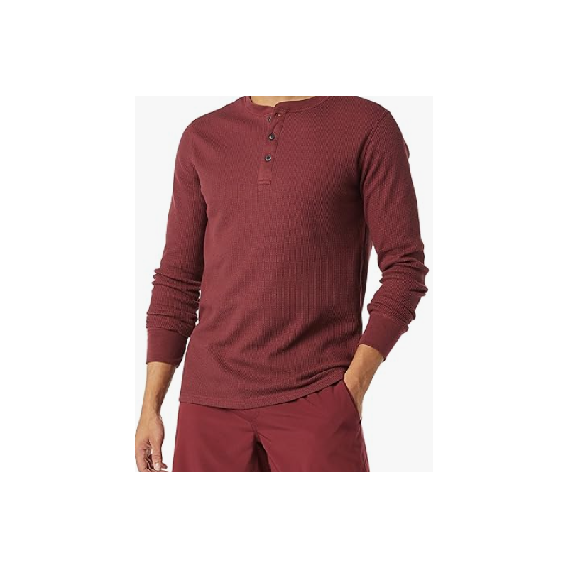 NH 2025 Long Sleeve Shirts for Men, Regular-Fit Waffle - Burgundy