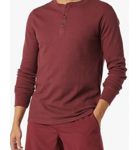 NH 2025 Long Sleeve Shirts for Men, Regular-Fit Waffle - Burgundy