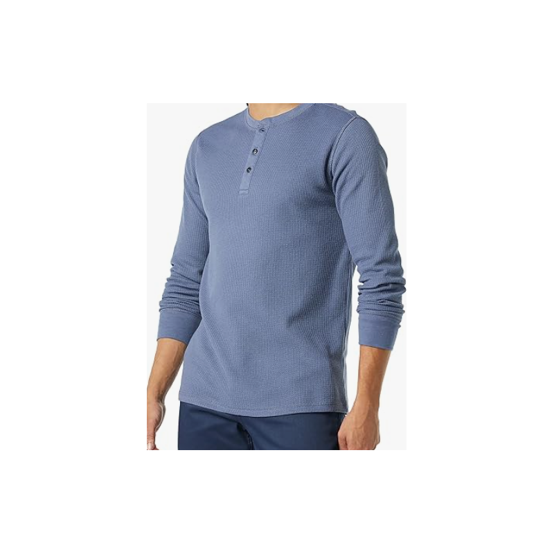 NH 2025 Long Sleeve Shirts for Men, Regular-Fit Waffle - Blue