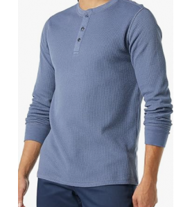 NH 2025 Long Sleeve Shirts for Men, Regular-Fit Waffle - Blue