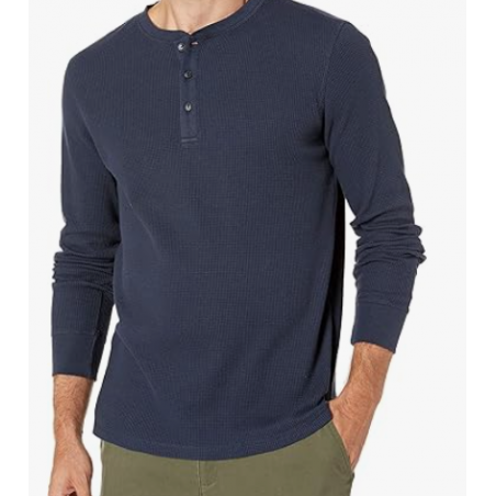 NH 2025 Long Sleeve Shirts for Men, Regular-Fit Waffle - Navy