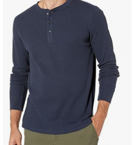 NH 2025 Long Sleeve Shirts for Men, Regular-Fit Waffle - Navy