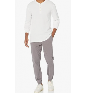 NH 2025 Long Sleeve Shirts for Men, Regular-Fit Waffle - White