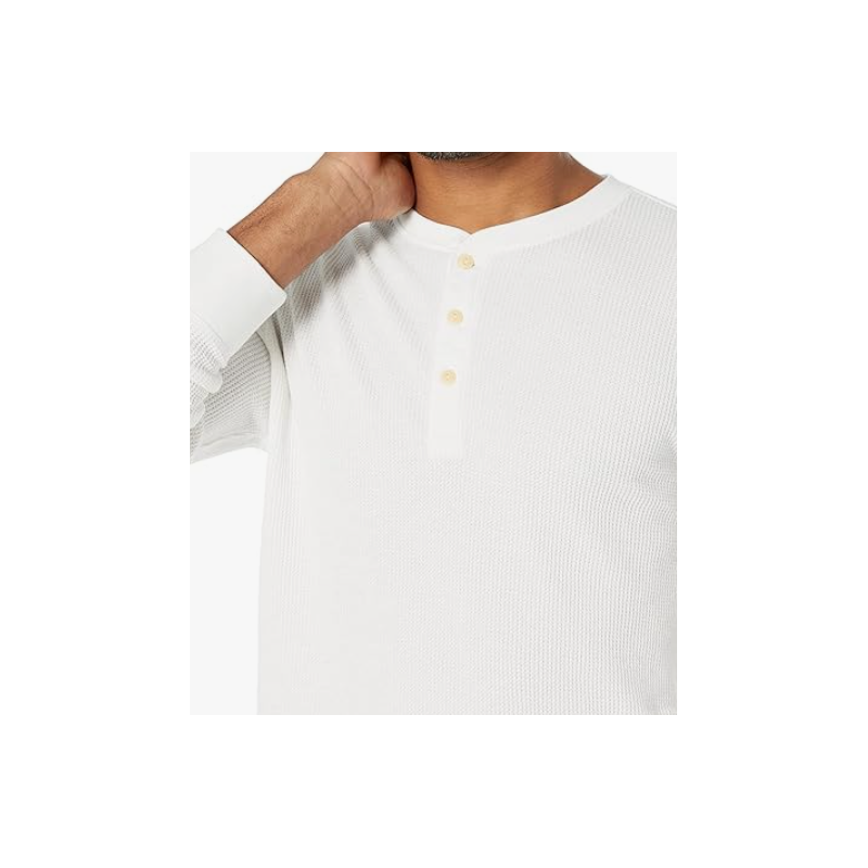 NH 2025 Long Sleeve Shirts for Men, Regular-Fit Waffle - White